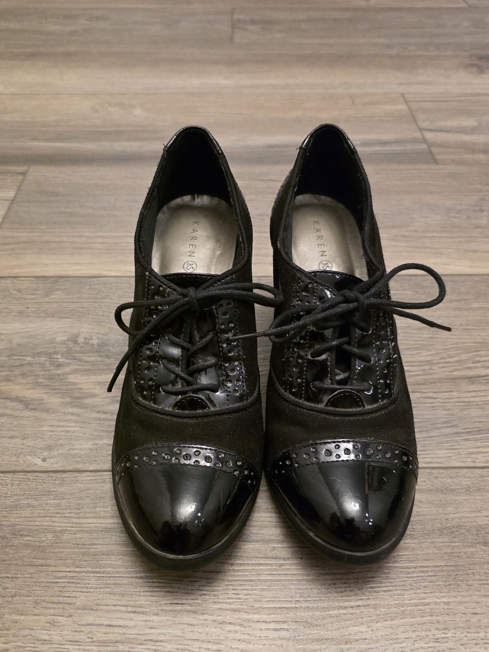 Karen Scott Black Lace-Up Wingtip Ankle Booties